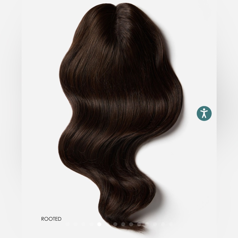 Hidden Crown original Crown Topper hair extension. 16” length. Dark brown #2.